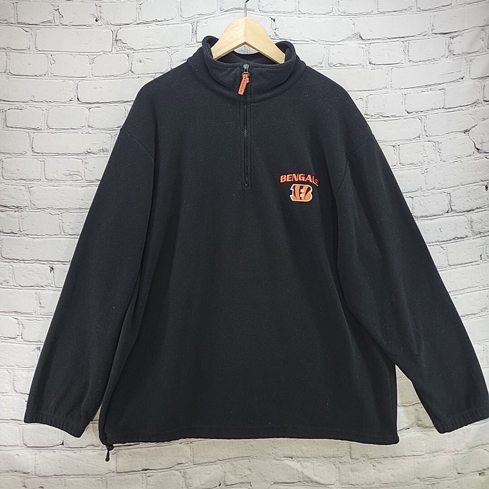 NFL Team Bengals‎ Fleece Jacket Mens Pull Over 1/4 Zip